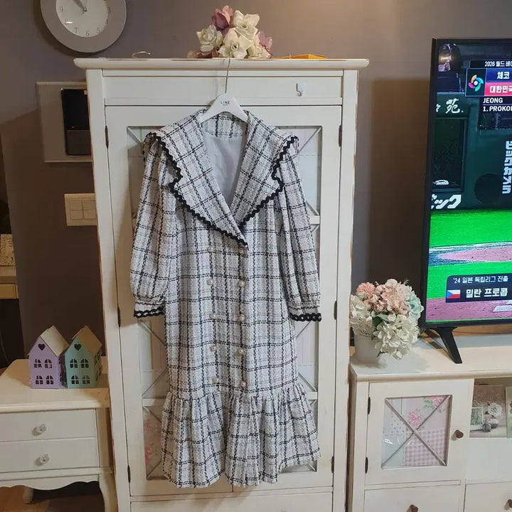 [BUNJANG] Tweed Long Dress / 트위드 롱원피스/55~66