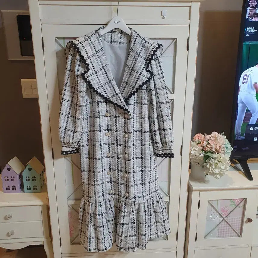 [BUNJANG] Tweed Long Dress / 트위드 롱원피스/55~66