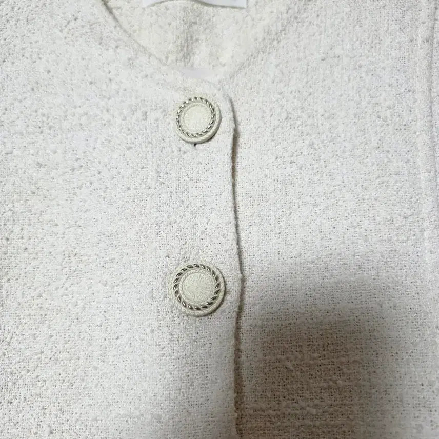 [BUNJANG] Tweed Short Sleeve Jacket - Ivory / 트위드 반팔 자켓 아이보리