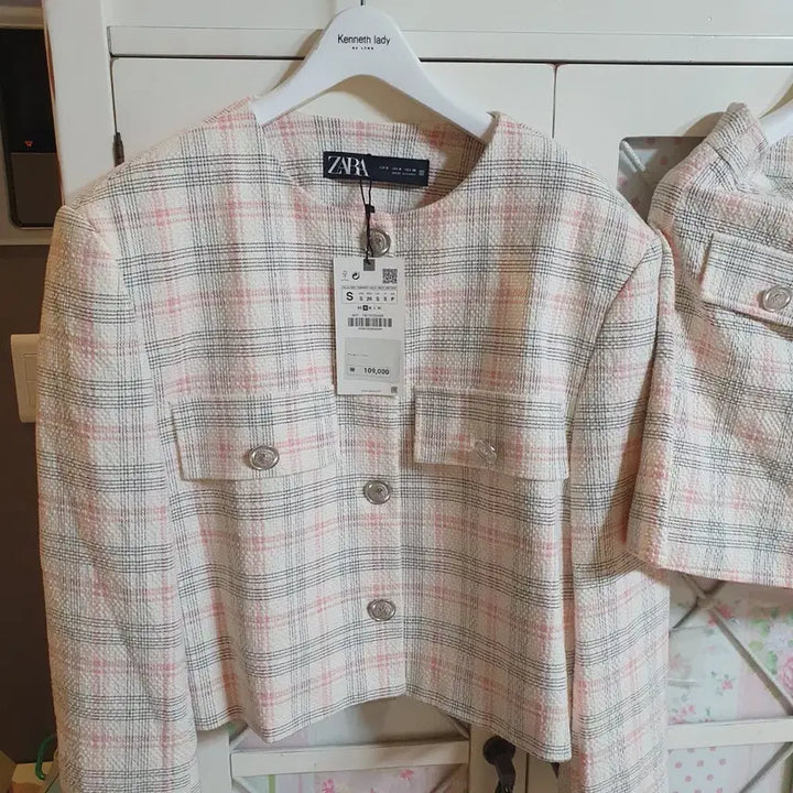 [BUNJANG] ZARA Pink Tweed Set Jacket and Skirt / 자라 핑크 트위드 셋업 (자켓+스커트)/55 새상품