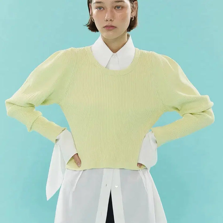 [BUNJANG] Aui Volume Sleeve Knit Top / 아위 볼륨슬리브 니트