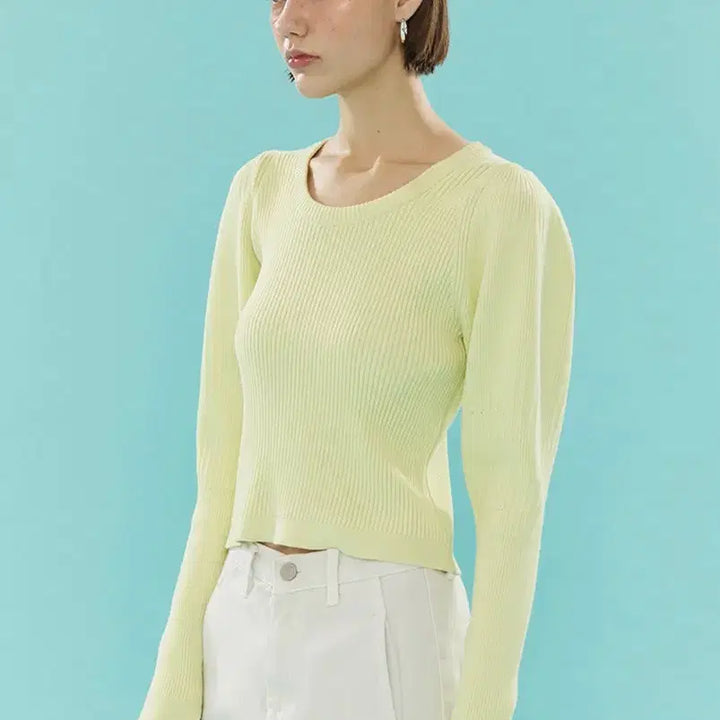 [BUNJANG] Aui Volume Sleeve Knit Top / 아위 볼륨슬리브 니트