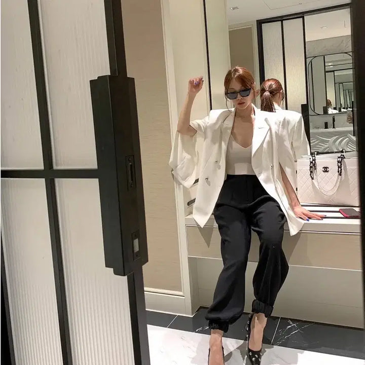 [BUNJANG] Gangjaemae White Cape Jacket / 강자매 화이트 케이프 자켓