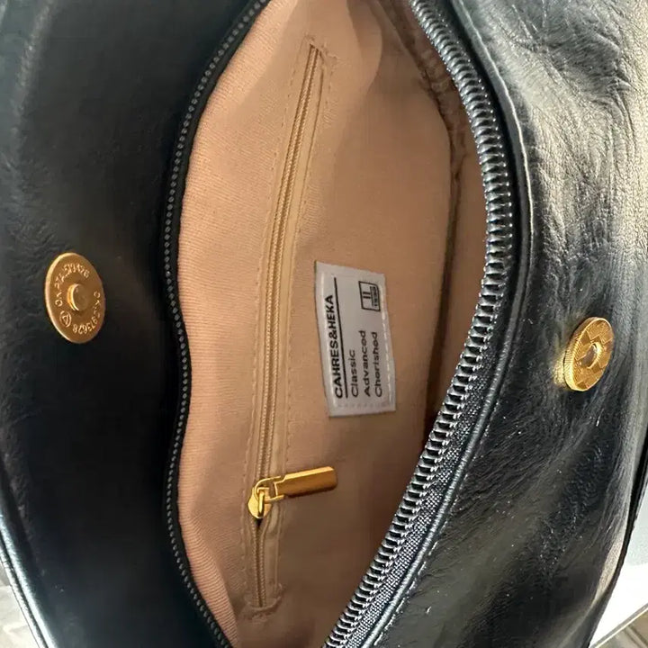 [BUNJANG] CAHRESHE Black Leather Crossbody Bag / CAHRESHE 블랙 레더 크로스백 + 스트랩