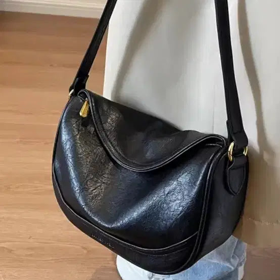 [BUNJANG] CAHRESHE Black Leather Crossbody Bag / CAHRESHE 블랙 레더 크로스백 + 스트랩