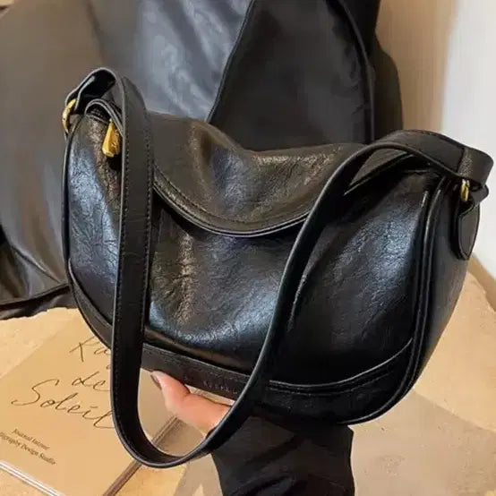 [BUNJANG] CAHRESHE Black Leather Crossbody Bag / CAHRESHE 블랙 레더 크로스백 + 스트랩