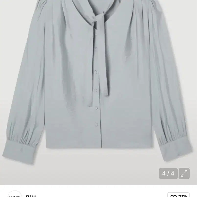 [BUNJANG] Mixxo Hyunji V-Neck Tie Blouse - Blue (Size S) / (새상품) 환승연애 현지 미쏘 블라우스 v넥 타이 블라우스 블루 S