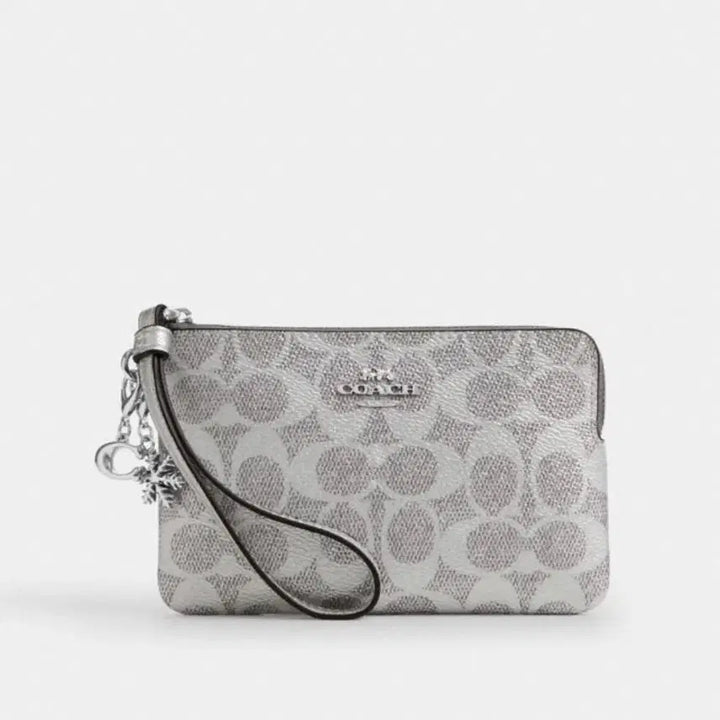 [BUNJANG] Coach Signature Canvas Zip Wallet / 코치 시그니처 캔버스 집 월렛 실버