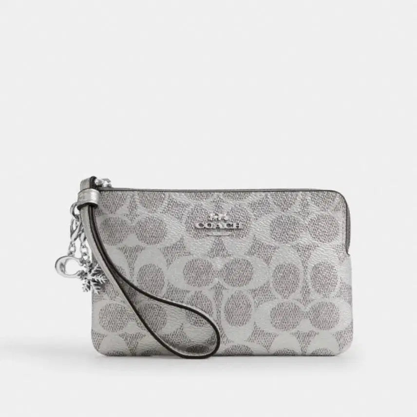 [BUNJANG] Coach Signature Canvas Zip Wallet / 코치 시그니처 캔버스 집 월렛 실버