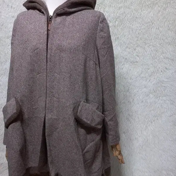 [BUNJANG] Son Jung Wan Lambskin Hooded Wool Coat / 손정완 정품 양가죽배색 여성 추동용 여자후드모직코트자켓88-94