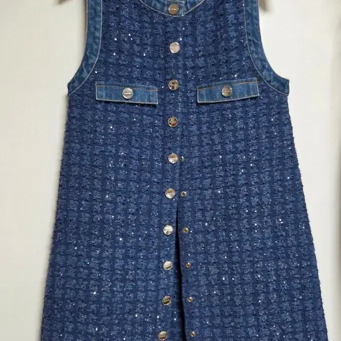 [BUNJANG] Sandro Denim Tweed Dress / 산드로 데님 트위드 원피스