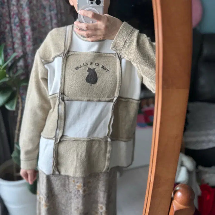 [BUNJANG] Vintage Patchwork Cat Print T-Shirt / 빈티지 패치워크 고양이 프린트 티셔츠 넘 귀여워요