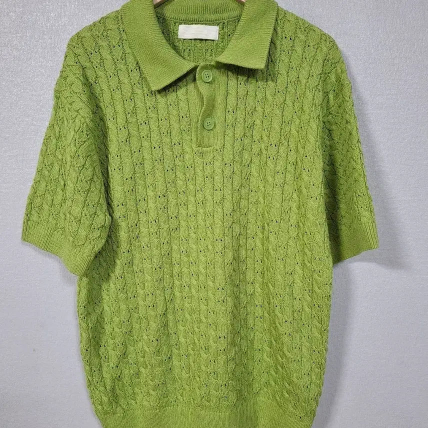 [BUNJANG] Minav Cotton Cable Knit Polo Shirt XL / 미나브 코튼 케이블 카라 니트티 XL