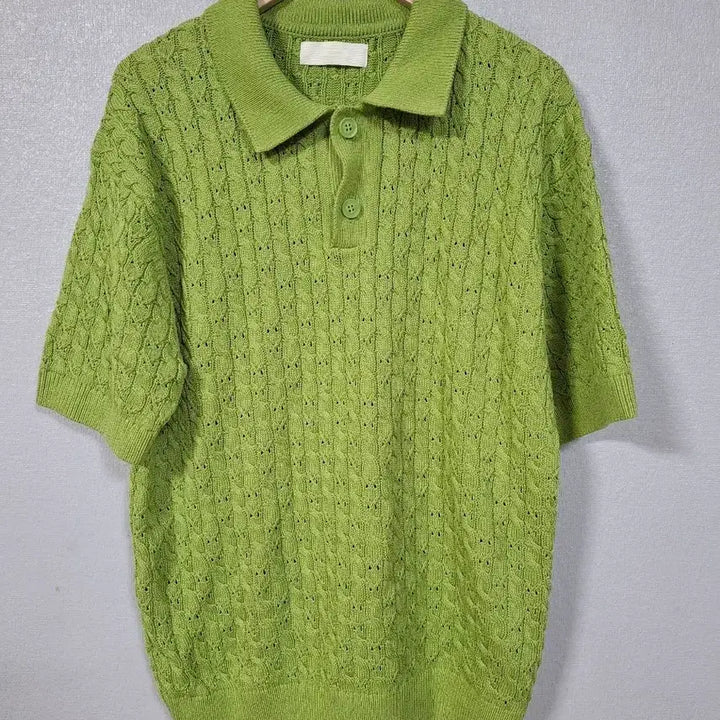 [BUNJANG] Minav Cotton Cable Knit Polo Shirt XL / 미나브 코튼 케이블 카라 니트티 XL
