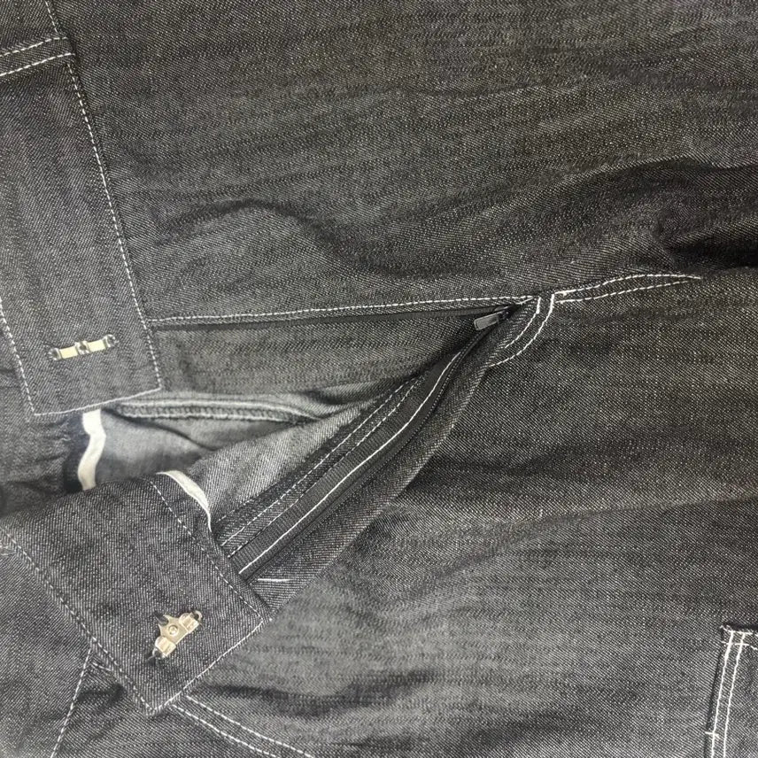 [BUNJANG] Denim Wide Pants with Stitch Detail / 데님 와이드 팬츠 스티치 포인트