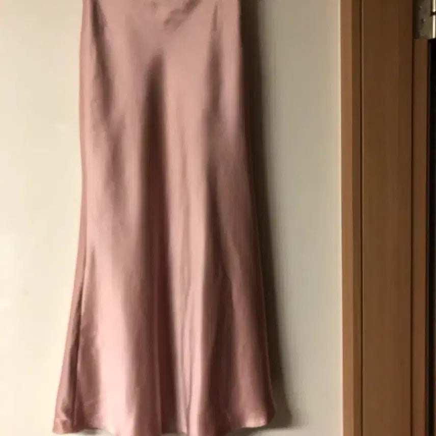 [BUNJANG] Satin Maxi Skirt - Pink A-Line with Back Banding / 새옷) 고퀄 새틴 맥시 스커트 치마 롱 핑크 A라인 뒷밴딩