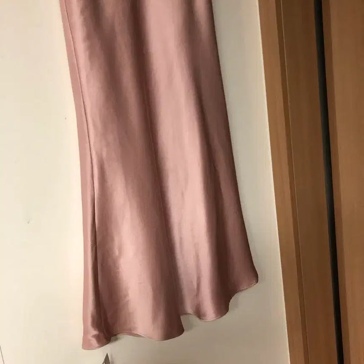 [BUNJANG] Satin Maxi Skirt - Pink A-Line with Back Banding / 새옷) 고퀄 새틴 맥시 스커트 치마 롱 핑크 A라인 뒷밴딩