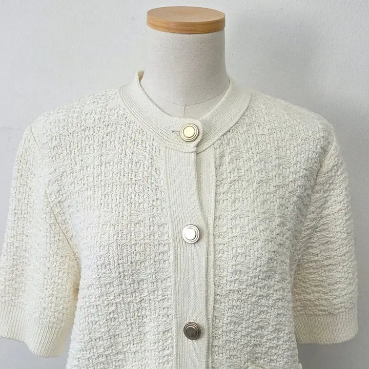 [BUNJANG] MOANI Ivory Tweed Cardigan / 빈티지 만원샵 MOANI 아이보리 반팔 트위드 가디건