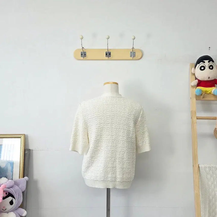 [BUNJANG] MOANI Ivory Tweed Cardigan / 빈티지 만원샵 MOANI 아이보리 반팔 트위드 가디건