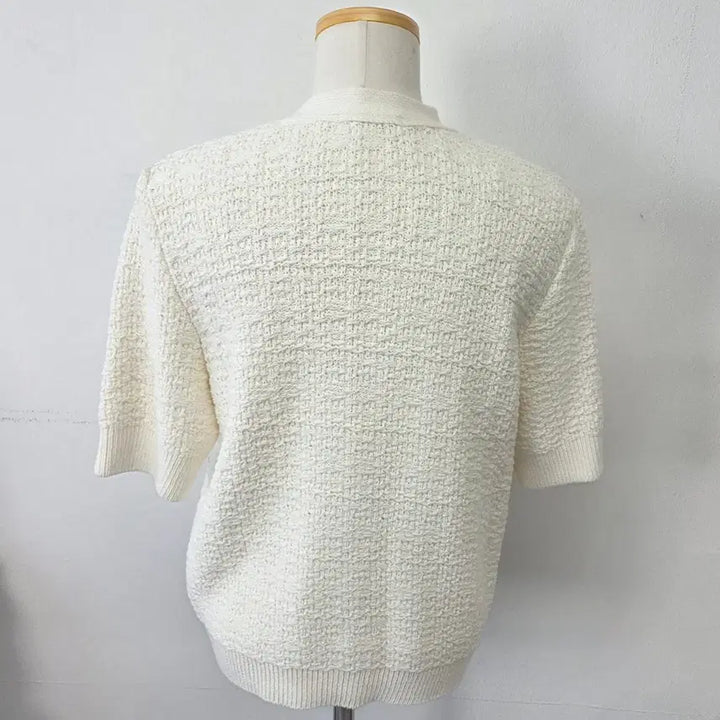 [BUNJANG] MOANI Ivory Tweed Cardigan / 빈티지 만원샵 MOANI 아이보리 반팔 트위드 가디건