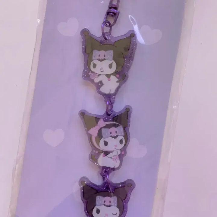 [BUNJANG] Kuromi Glitter Keyring and Large Towel Set / 영상있어요 세트)쿠로미 3단 글리터키링+대형타올