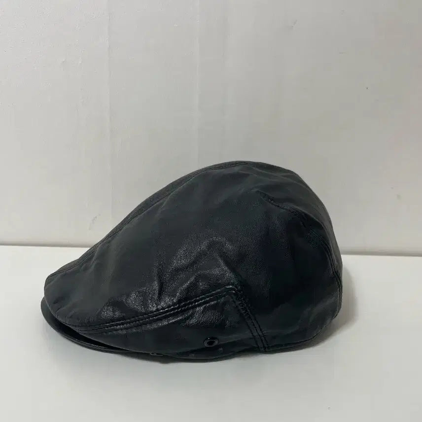 [BUNJANG] Black Leather Hunting Cap / 블랙 레더 가죽 헌팅캡 모자