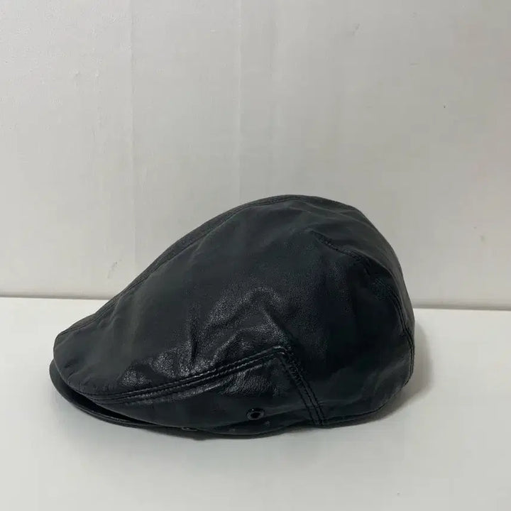 [BUNJANG] Black Leather Hunting Cap / 블랙 레더 가죽 헌팅캡 모자