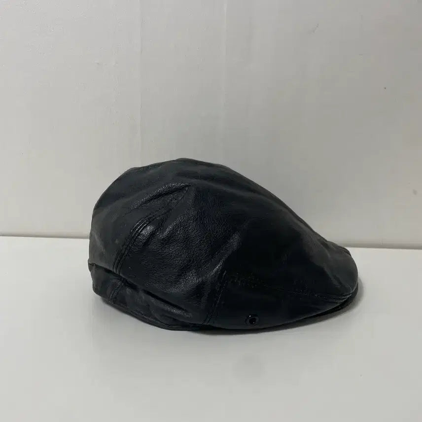 [BUNJANG] Black Leather Hunting Cap / 블랙 레더 가죽 헌팅캡 모자