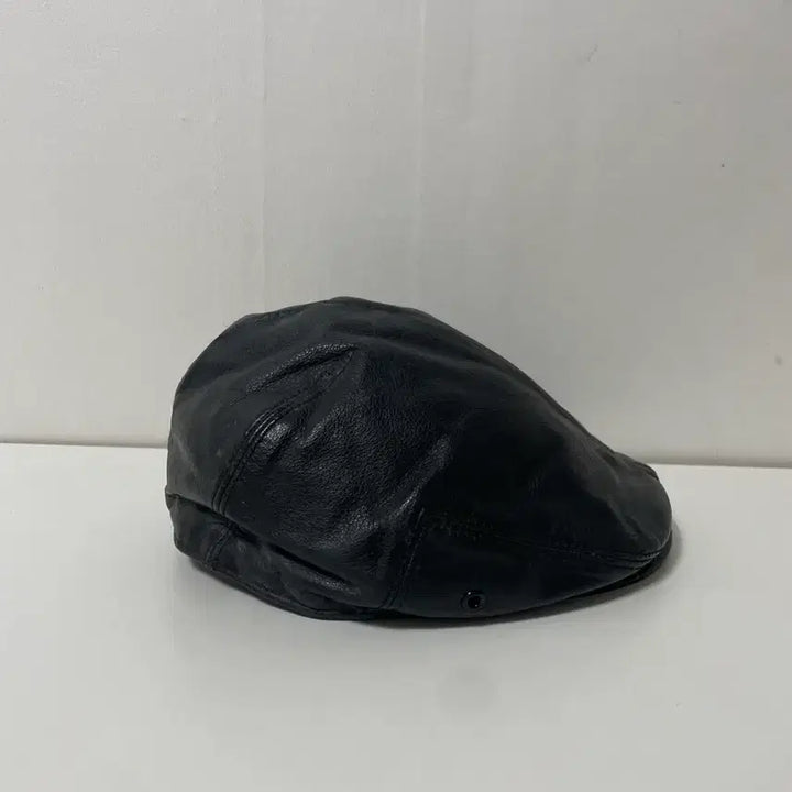 [BUNJANG] Black Leather Hunting Cap / 블랙 레더 가죽 헌팅캡 모자