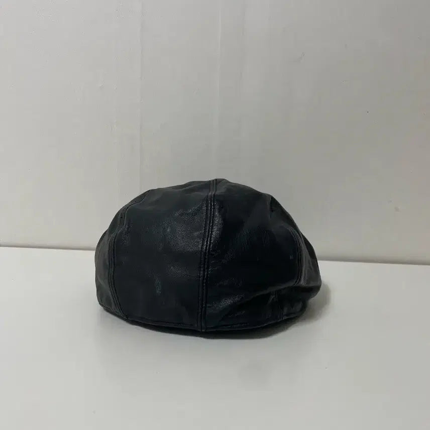 [BUNJANG] Black Leather Hunting Cap / 블랙 레더 가죽 헌팅캡 모자