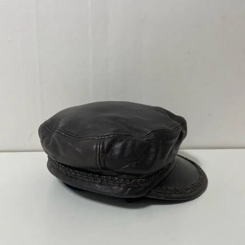 [BUNJANG] Leather Hunting Cap / 브라운 레더 가죽 헌팅캡 모자
