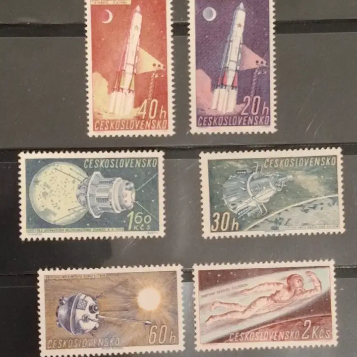[BUNJANG] Czech Soviet Moon Landing Commemorative Stamps Set / (4전시관/A22) 1969년 체코 소련인간달착륙 기념우표6완(C8)저렴