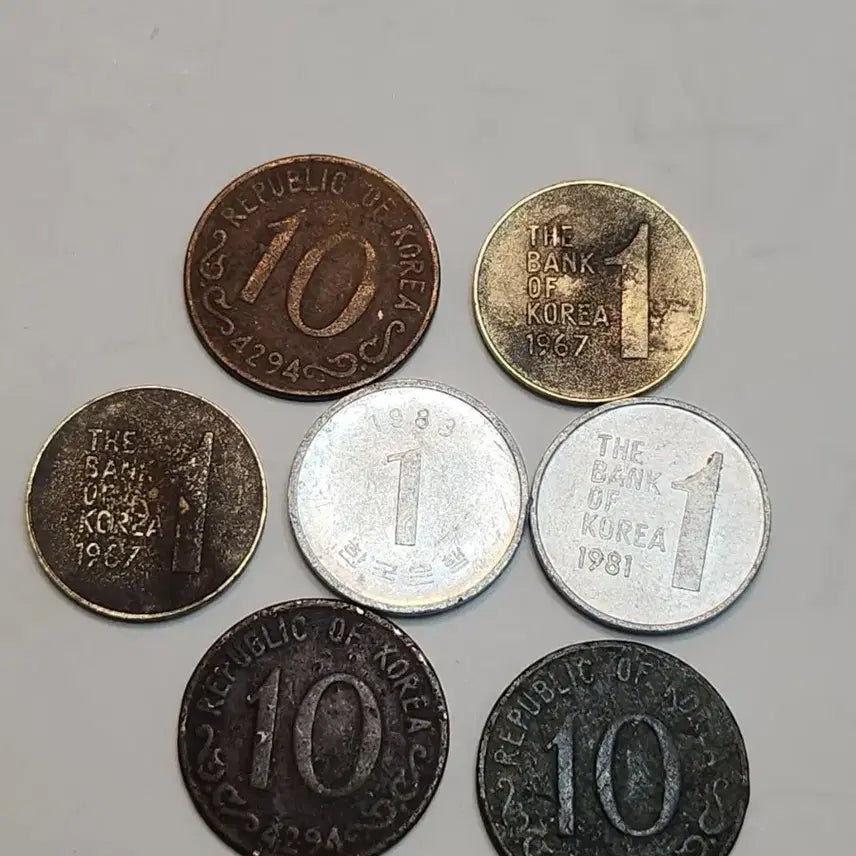 [BUNJANG] Bank of Korea One Won / Ten Won Coin Set (7 Coins) / 한국은행 주화 일원/십환 동전 7점 일괄