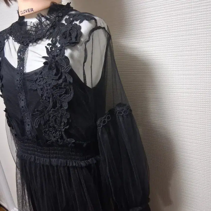 [BUNJANG] Black Lace See-Through Mini Dress Size 66 / 블랙 레이스 시스루 원피스66