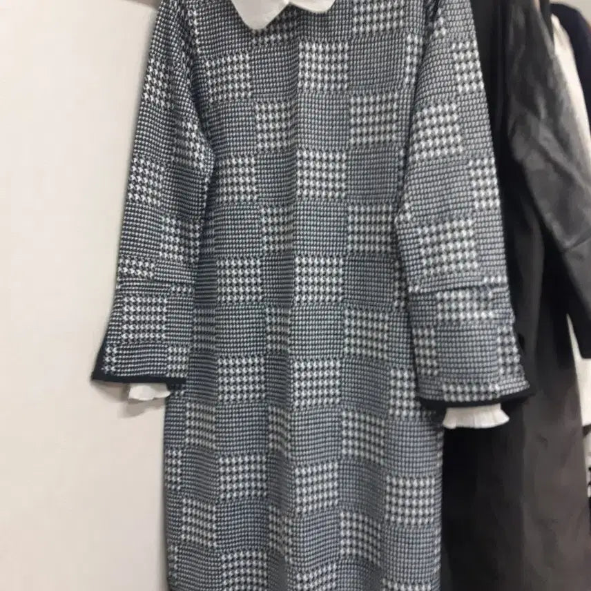 [BUNJANG] Houndstooth Check Collar Long Dress / 하운드투스 체크 카라 롱 원피스(이벤트나눔문의 )