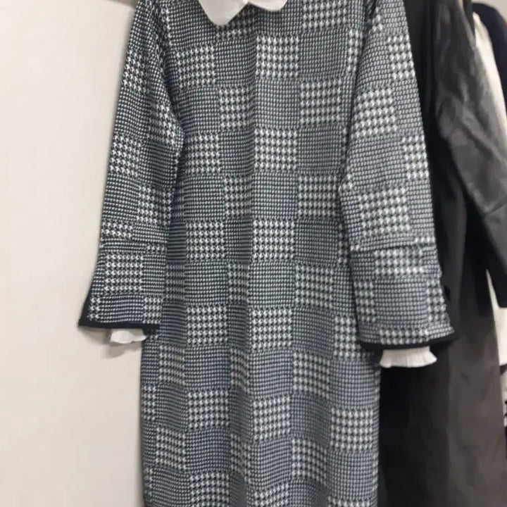 [BUNJANG] Houndstooth Check Collar Long Dress / 하운드투스 체크 카라 롱 원피스(이벤트나눔문의 )
