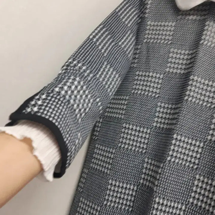 [BUNJANG] Houndstooth Check Collar Long Dress / 하운드투스 체크 카라 롱 원피스(이벤트나눔문의 )