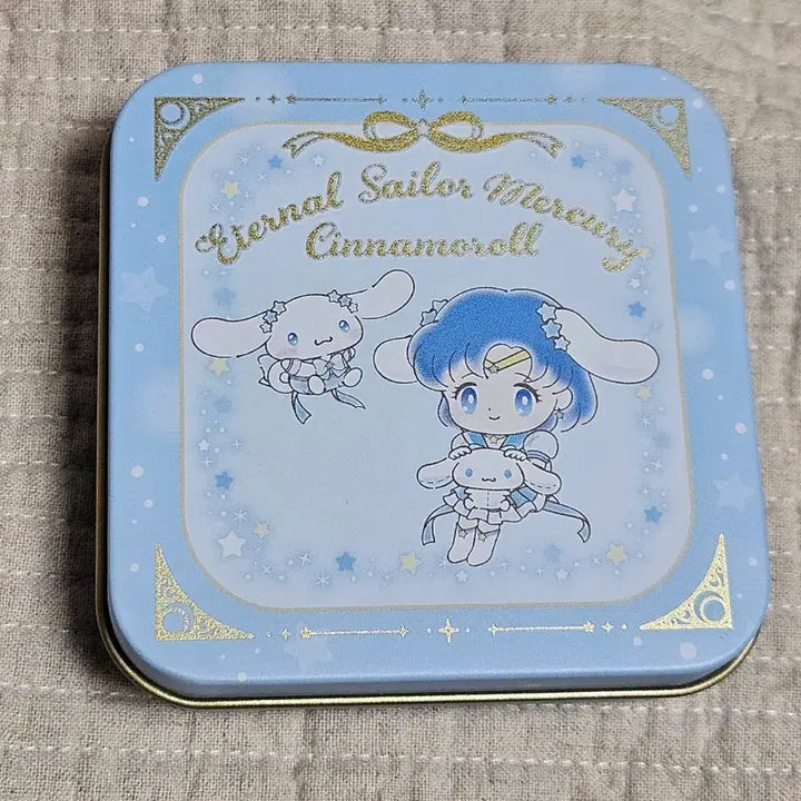[BUNJANG] Sanrio x Sailor Moon Collaboration Tin Case &amp; Memo Pad Set Cinnamonroll x Mercury / 산리오X세일러문 콜라보 틴케이스 메모지 세트 시나모롤x머큐리