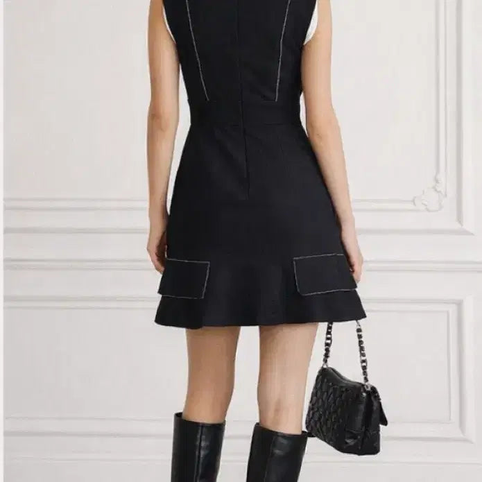 [BUNJANG] Sandro Black and White Color Block Dress / 산드로 블랙 화이트 배색 원피스
