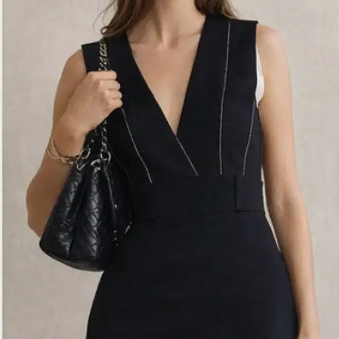 [BUNJANG] Sandro Black and White Color Block Dress / 산드로 블랙 화이트 배색 원피스