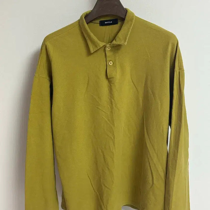 [BUNJANG] Olive Yellow Long Sleeve Polo Shirt / BOTTLE 올리브 옐로우 긴팔 카라티