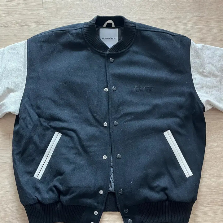 [BUNJANG] Espionage Varsity Jacket (Black/White) / 에스피오나지 바시티 Black/White