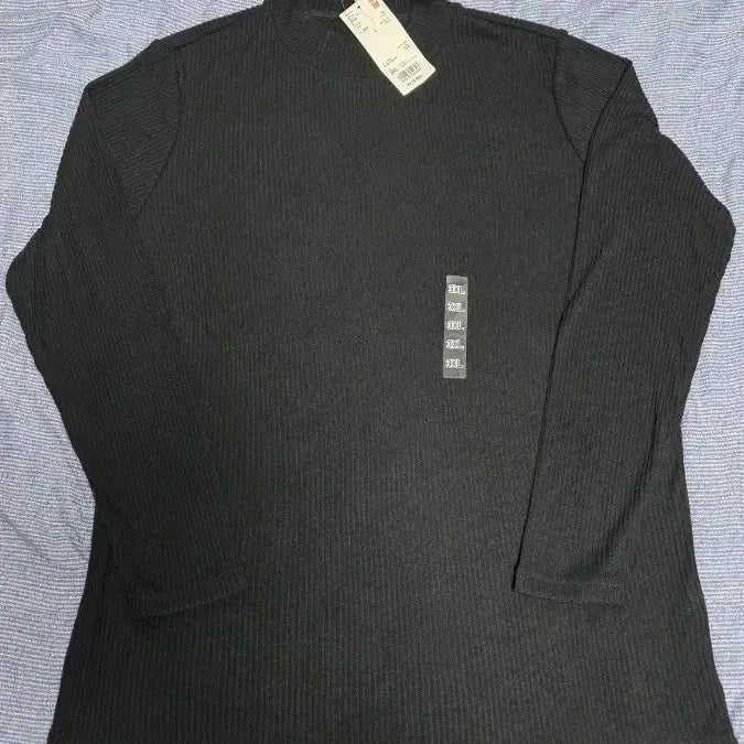 [BUNJANG] Uniqlo Ribbed Turtleneck T-shirt Black 3XL / 유니클로 립 터틀넥 티셔츠 블랙 3XL 새상품