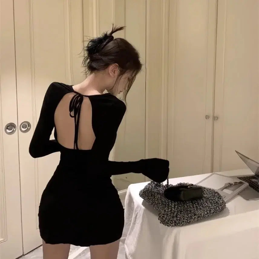 [BUNJANG] Imported Back Slit Ribbon Flare Dress / 수입의류) 백트임 리본 플레어 원피스