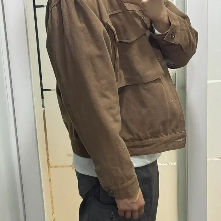 [BUNJANG] Beige Cropped Trucker Jacket / 트러커 자켓