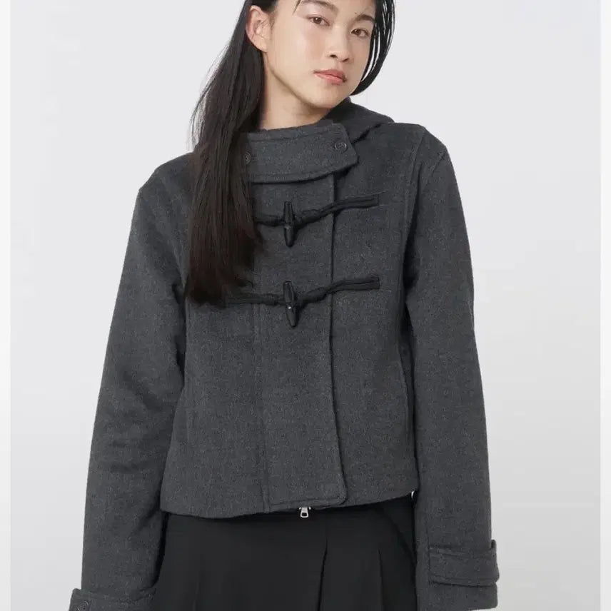 [BUNJANG] Miseki Seoul Duffle Hoodie Short Coat Charcoal / 미세키서울 더플 후디 숏코트 차콜