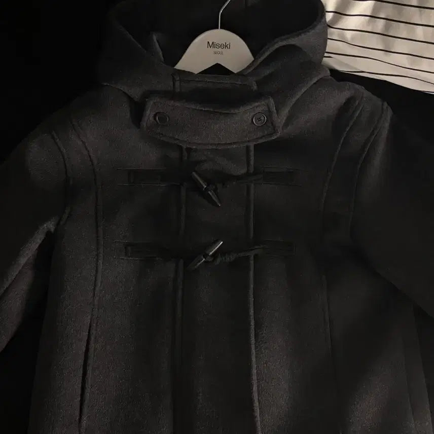 [BUNJANG] Miseki Seoul Duffle Hoodie Short Coat Charcoal / 미세키서울 더플 후디 숏코트 차콜