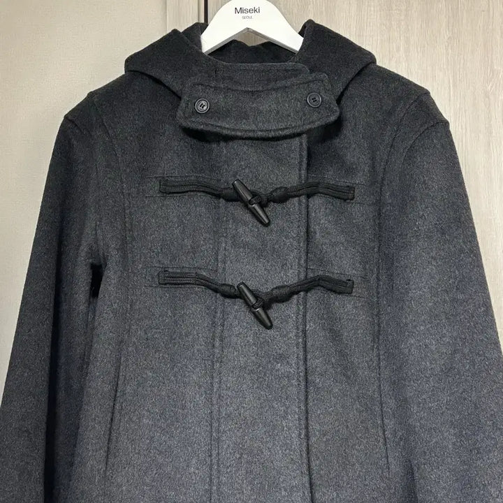 [BUNJANG] Miseki Seoul Duffle Hoodie Short Coat Charcoal / 미세키서울 더플 후디 숏코트 차콜