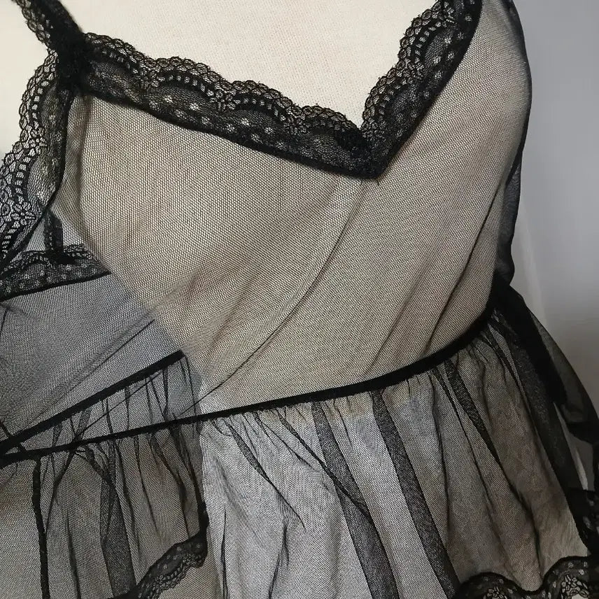 [BUNJANG] Black Lace Sheer Bustier Top / 내수 블랙 레이스 시스루 뷔스티에 탑