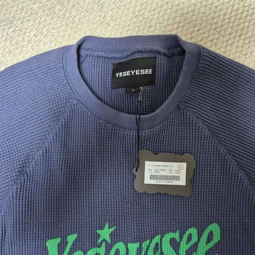 [BUNJANG] YesEyeSee Waffle Short Sleeve T-shirt (Navy) / 예스아이씨 와플 반팔 티셔츠 네이비 새제품